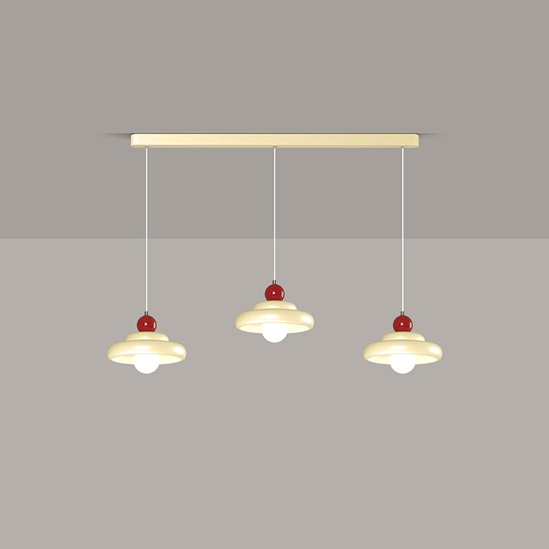 Zeitgenössischer nordischer Kirschglas-Eisen-3-Licht-Insel-Kronleuchter für Wohnzimmer 