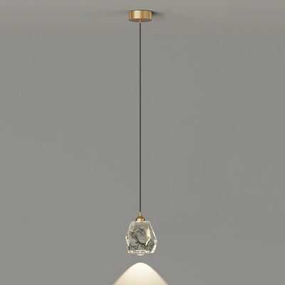 Zeitgenössische Luxus-Vollkupferrahmen Harz Blattgold Tintenmalerei Schatten LED Pendelleuchte für Wohnzimmer 