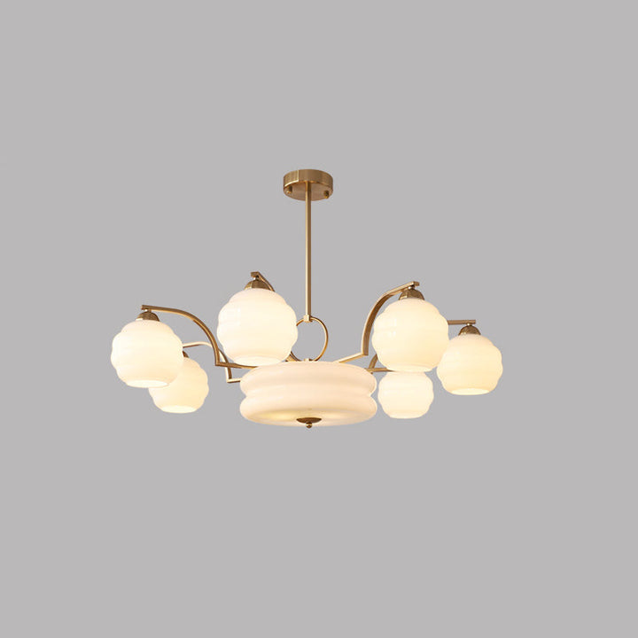 Lustre Moderne à Branches Courbées Style Mi-Siècle avec Baguette Ronde et Globes en Verre et Fer 4/6/8 Lumières pour Salon 