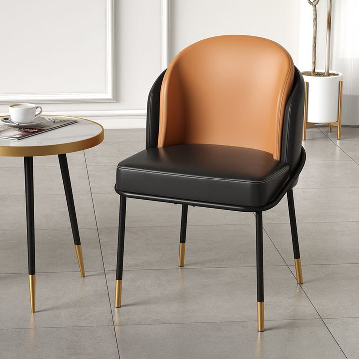 Contemporary Nordic PU Leather Fabric Iron Sponge Square Wraparound Dining Chair Backrest For Living Room