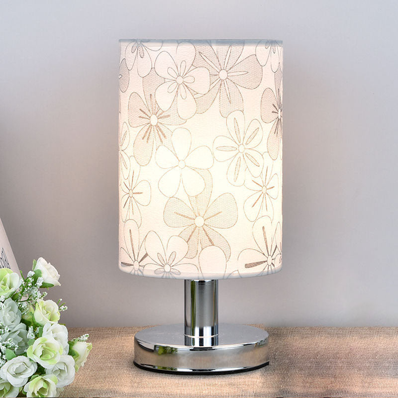 Modern Art Deco Round Hardware Fabric 1-Light Table Lamp For Bedroom