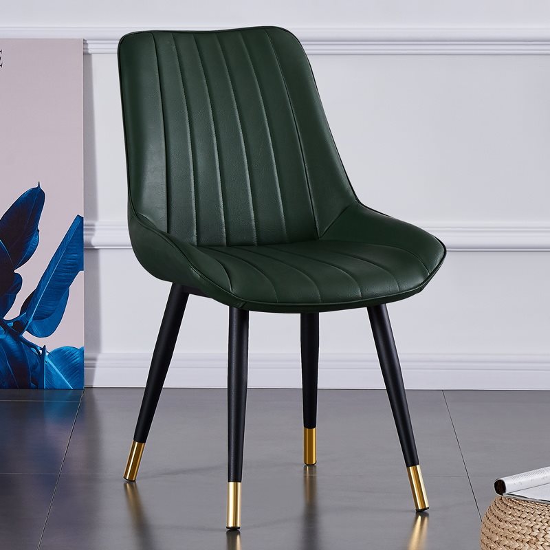 Chaise de salle à manger moderne de luxe carrée incurvée en similicuir avec dossier sans accoudoirs pour salle à manger 