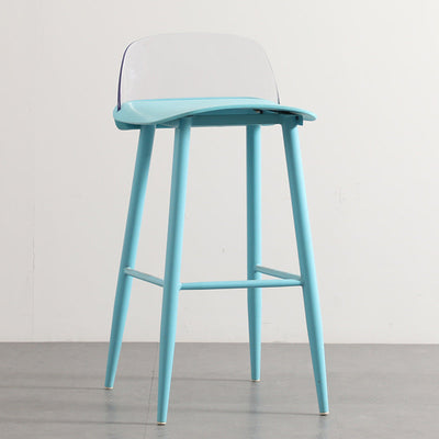 Moderner minimalistischer rechteckiger Barhocker aus Kohlenstoffstahl mit Kunststofflehne für das Esszimmer 