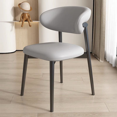 Moderna silla de comedor sin brazos de cuero nappa cuadrado nórdico contemporáneo con marco de metal para comedor 