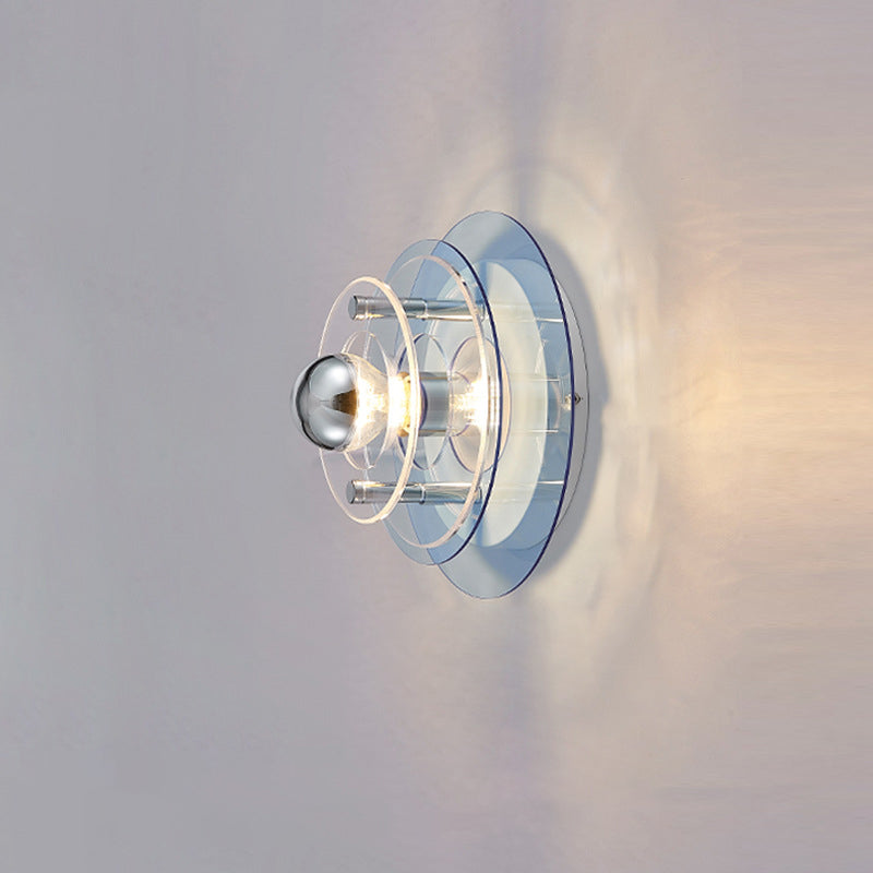 Moderne minimalistische mehrschichtige fliegende Untertasse Eisen Acryl 1-Licht Wandleuchte Lampe für Wohnzimmer 