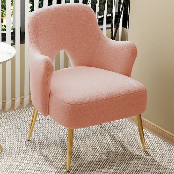 Modern Minimalist Curved Back Plywood Sponge Metal Accent Chair Backrest Armrest For Living Room