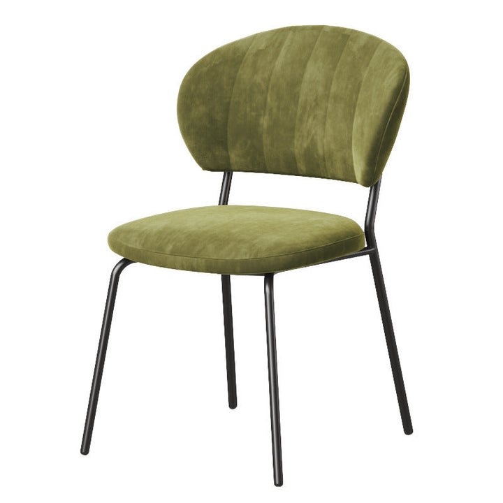 Chaise de salle à manger contemporaine nordique ronde en lin de coton rembourré dossier pour salle à manger 