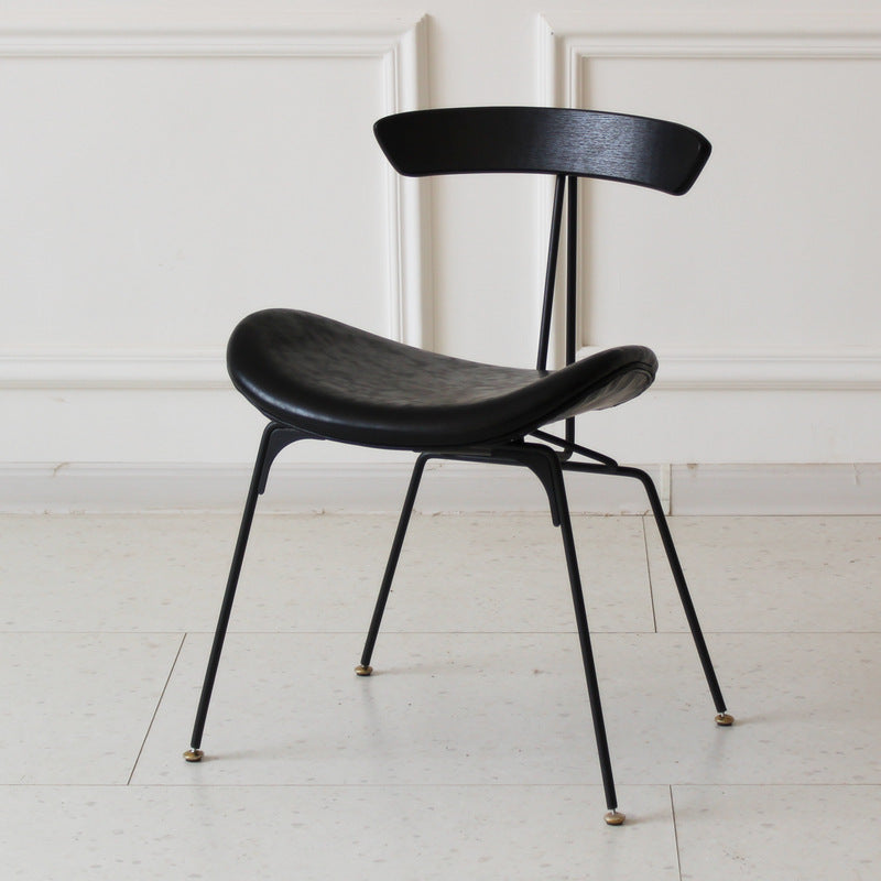 Chaise de salle à manger contemporaine en fourmi industrielle, bois, armature en cuir, tissu, éponge avec dossier pour salle à manger 