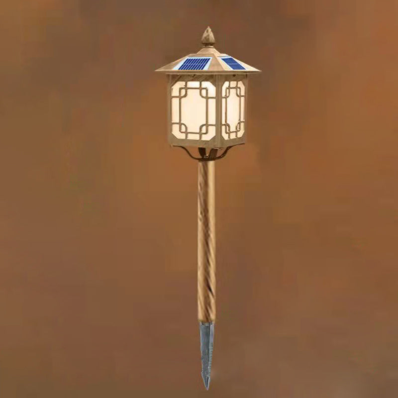 Traditional Chinese Solar Waterproof Aluminum Iron Glass Column LED Landscape Lighting Outdoor Light For Garden