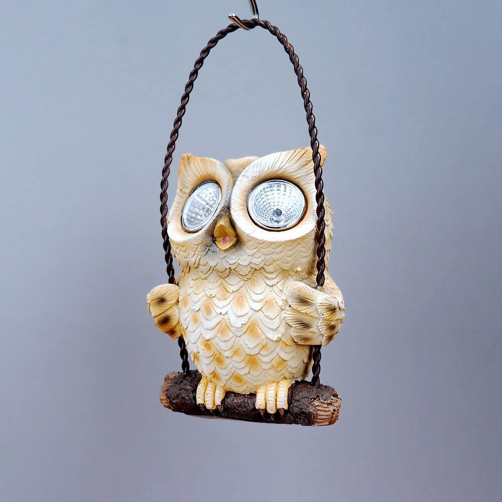 Lampe de table à LED en résine de hibou solaire décoratif moderne 