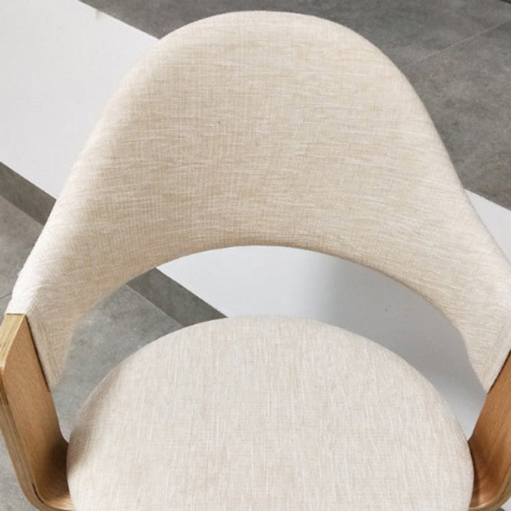 Contemporary Nordic Round PU Leather Upholstered Wood Frame Ergonomic Swivel Chair Backrest Armrest For Home Office