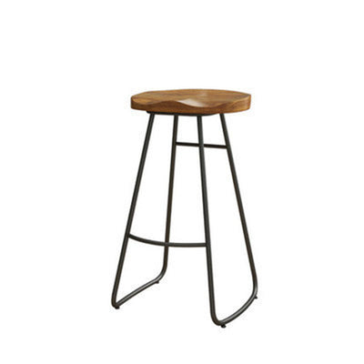 Tabouret de bar rond en fer sans dossier avec repose-pieds contemporain nordique Tsuga Chinensis pour salle à manger 