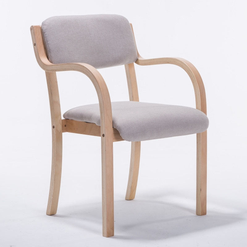 Contemporary Nordic Bentwood Linen Faux Leather Velvet Sponge Square Dining Chair Backrest Armrest For Dining Room