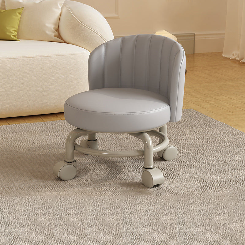 Modern Minimalist Removable Round Curved Corner Faux Leather Iron Chair Backrest Armless For Living Room
