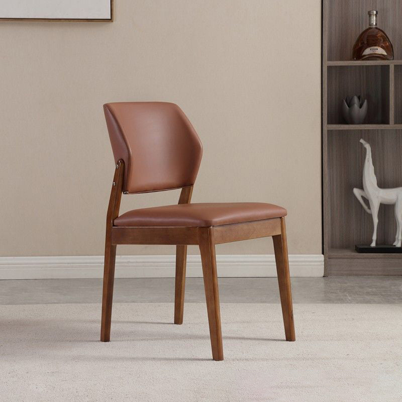 Chaise de salle à manger contemporaine nordique en similicuir rembourré avec dossier ouvert sans accoudoirs pour salle à manger 