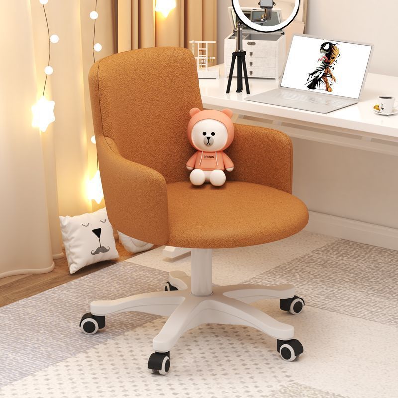 Moderner minimalistischer Stoff Samt Kohlenstoffstahl Schwamm Runder Drehbarer Schreibtischstuhl Rückenlehne Armlehne Für Home Office 