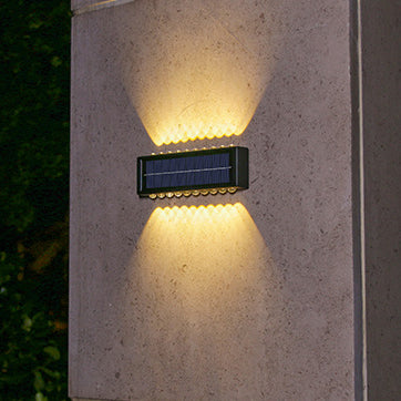 مصباح حائط LED مستطيل مقاوم للماء من ABS PVC بتصميم بسيط عصري للطاقة الشمسية للفناء الخارجي 