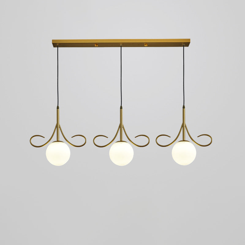 Lustre à 3 lumières en fer et verre avec barbes nordiques contemporaines pour salle à manger 