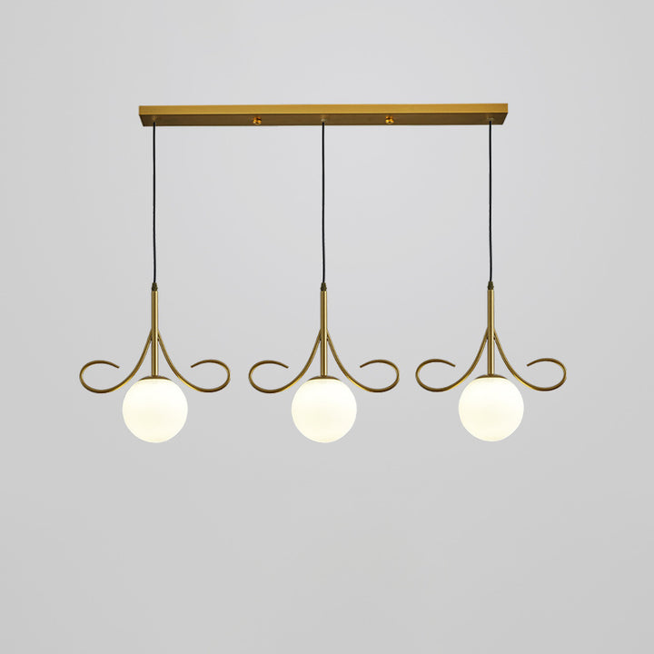 Lustre à 3 lumières en fer et verre avec barbes nordiques contemporaines pour salle à manger 