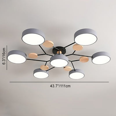 Lustre semi-encastré contemporain scandinave à design de branche moléculaire ronde LED pour salon 
