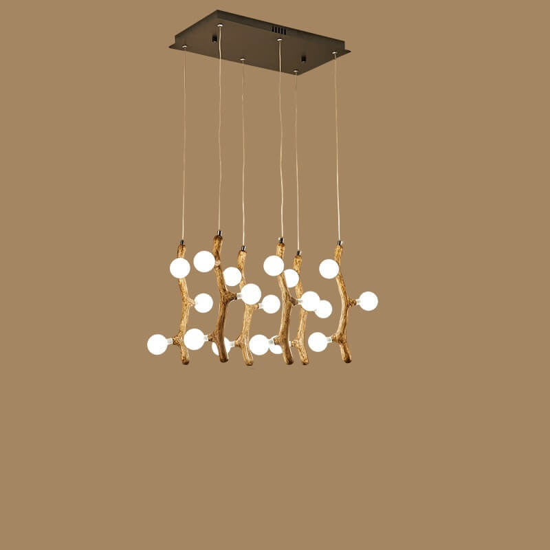 Scandinavian Modern Decorative Tree Branch Hardware Glass 3/5/6/9/15/30 Light Island Light Chandelier