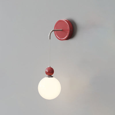 Traditional French Flower Round Ball Iron Glass 1-Light Wall Sconce Lamp For Bedroom