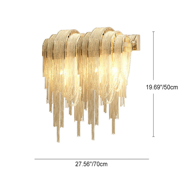 Modern Luxury Iron Aluminum Tassel Chain 2/4 Light Wall Sconce Lamp For Hallway