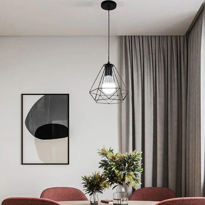 Luz colgante de 1 luz con hoja de sakura de diamante de vegetación simulada de cuerda de cáñamo de hierro retro contemporáneo para comedor 
