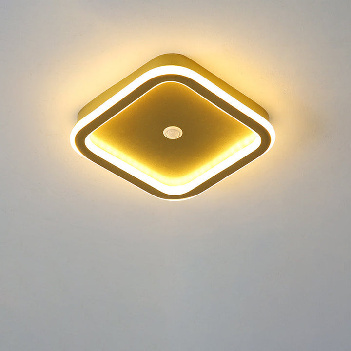 Plafonnier LED en fer aluminium PVC à montage affleurant rhombique rond minimaliste moderne pour salon 