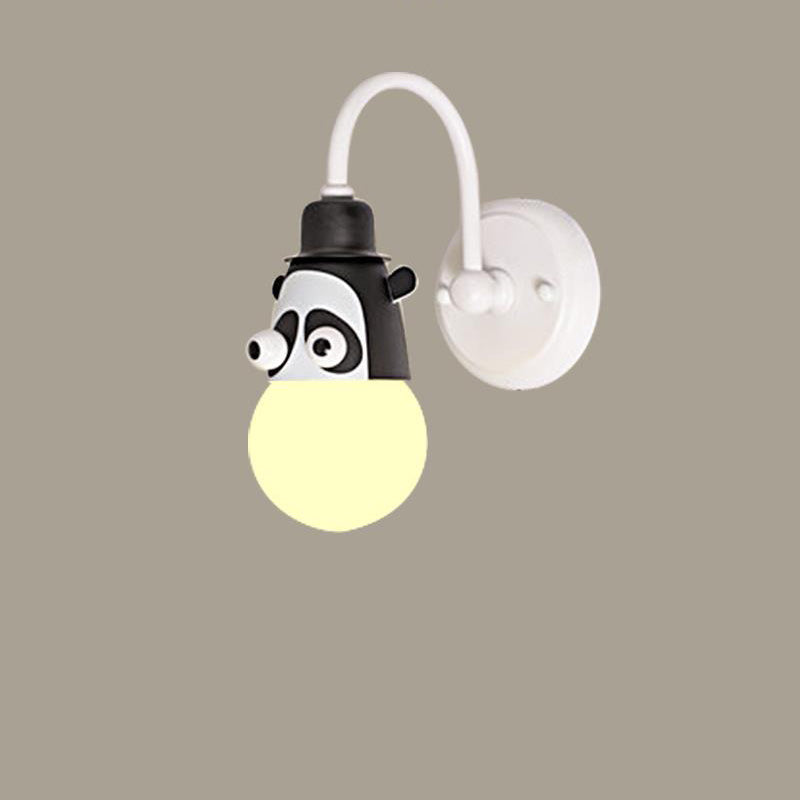 Lámpara de aplique de pared LED de hierro con vidrio redondo y diseño de criatura creativa contemporánea para dormitorio 