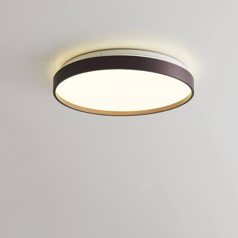 Modern Minimalist Round Solid Color Acrylic Iron LED Flush Mount Ceiling Light For Living Room &amp; Bedroom