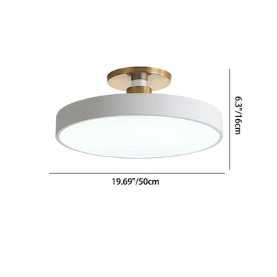 Contemporary Scandinavian Metal Acrylic Round LED Semi-Flush Mount Ceiling Light For Hallway