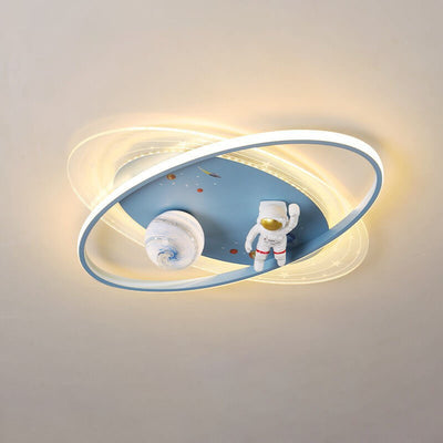 Children Creative Cartoon Astronaut Moon Acrylic LED Kids Flush Mount Ceiling Light