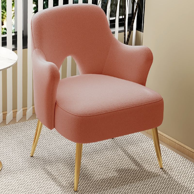 Modern Minimalist Curved Back Plywood Sponge Metal Accent Chair Backrest Armrest For Living Room