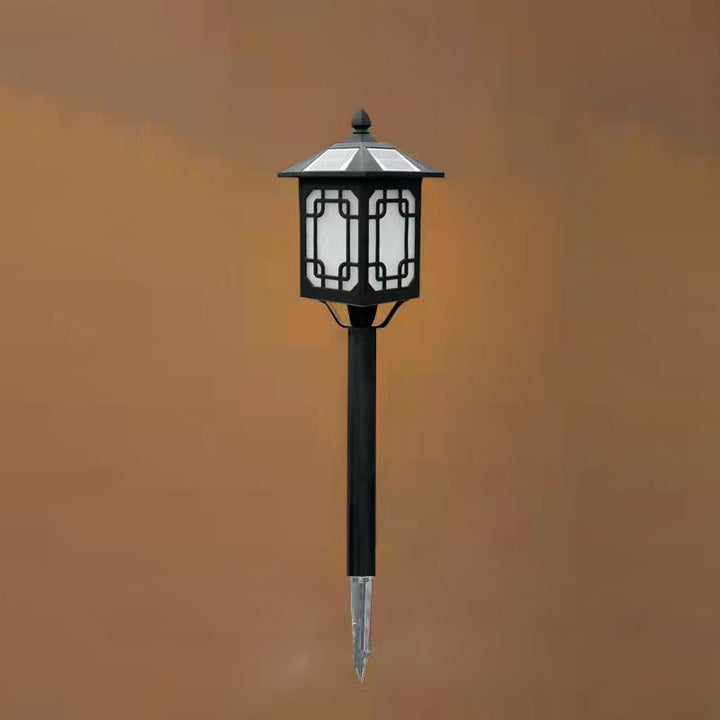 Traditional Chinese Solar Waterproof Aluminum Iron Glass Column LED Landscape Lighting Outdoor Light For Garden