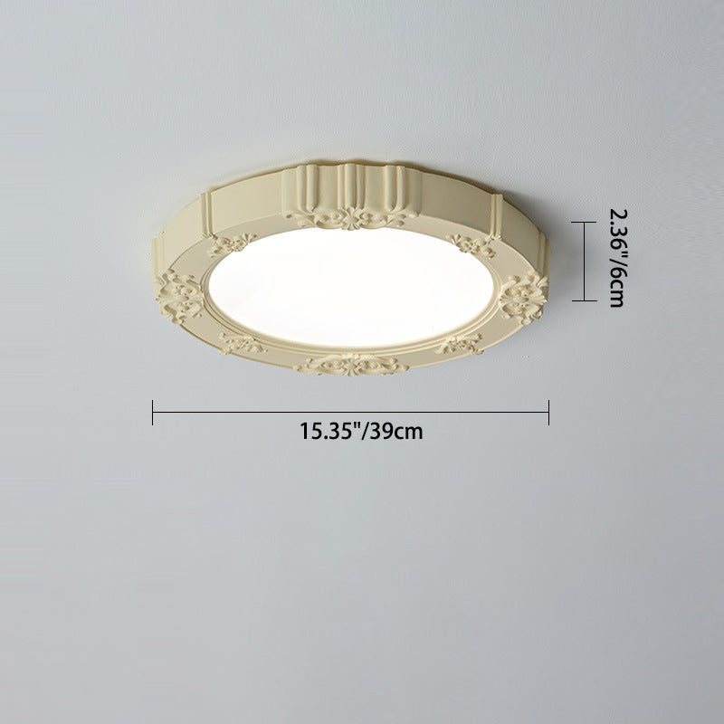 Moderne minimalistische runde gemusterte Eisen Harz Acryl LED Unterputz Deckenleuchte für Schlafzimmer 