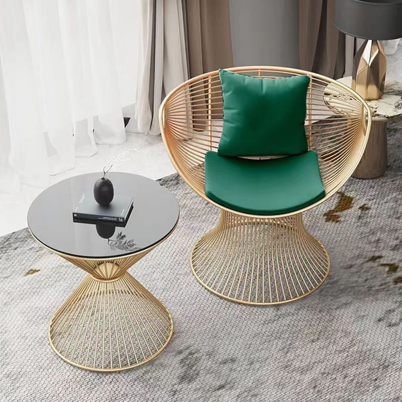 Modern Luxury Oval Curved Upholstered Iron Velvet Chair For Living Room