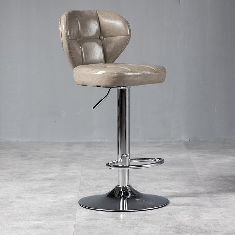 Tabouret de bar métallique carré minimaliste moderne en cuir ciré huilé avec dossier sans accoudoirs pour salle à manger 