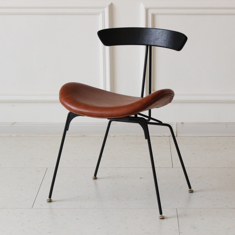 Chaise de salle à manger contemporaine en fourmi industrielle, bois, armature en cuir, tissu, éponge avec dossier pour salle à manger 