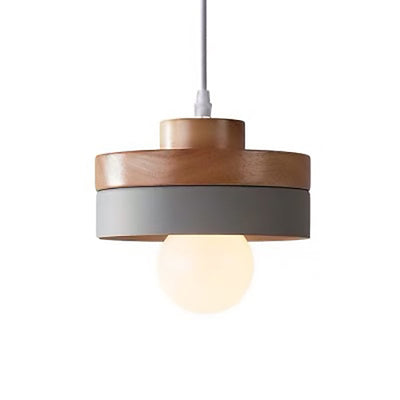 Moderne minimalistische Macaron Square Eisen Holz 1-Licht Pendelleuchte für Wohnzimmer 