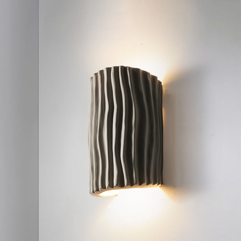 Contemporary Nordic Resin Striped Half Cylinder 2-Light Wall Sconce Lamp for Living Room