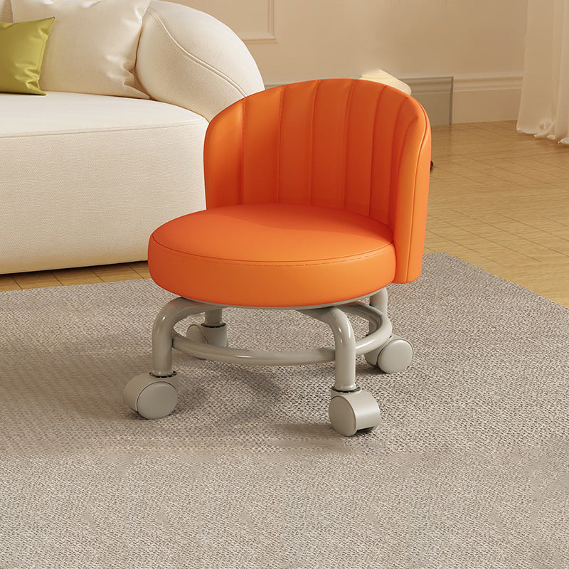 Modern Minimalist Removable Round Curved Corner Faux Leather Iron Chair Backrest Armless For Living Room
