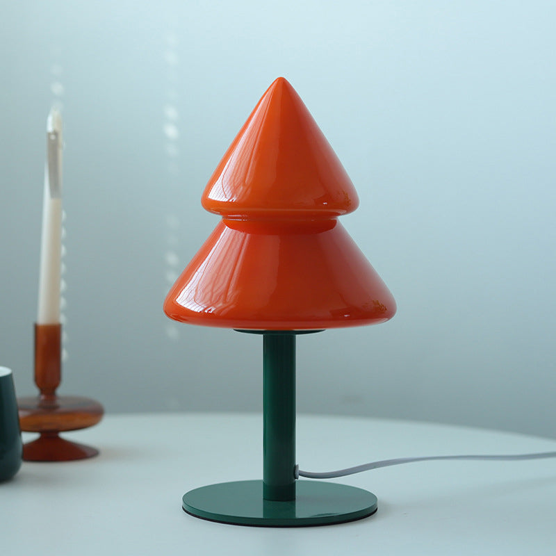 Modern Art Deco Iron Glass Christmas Tree LED Table Lamp For Bedroom