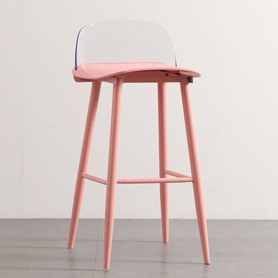 Moderner minimalistischer rechteckiger Barhocker aus Kohlenstoffstahl mit Kunststofflehne für das Esszimmer 