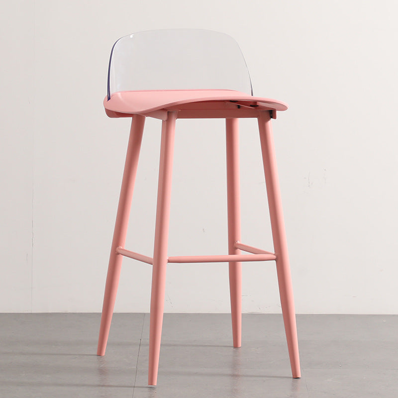 Moderner minimalistischer rechteckiger Barhocker aus Kohlenstoffstahl mit Kunststofflehne für das Esszimmer 