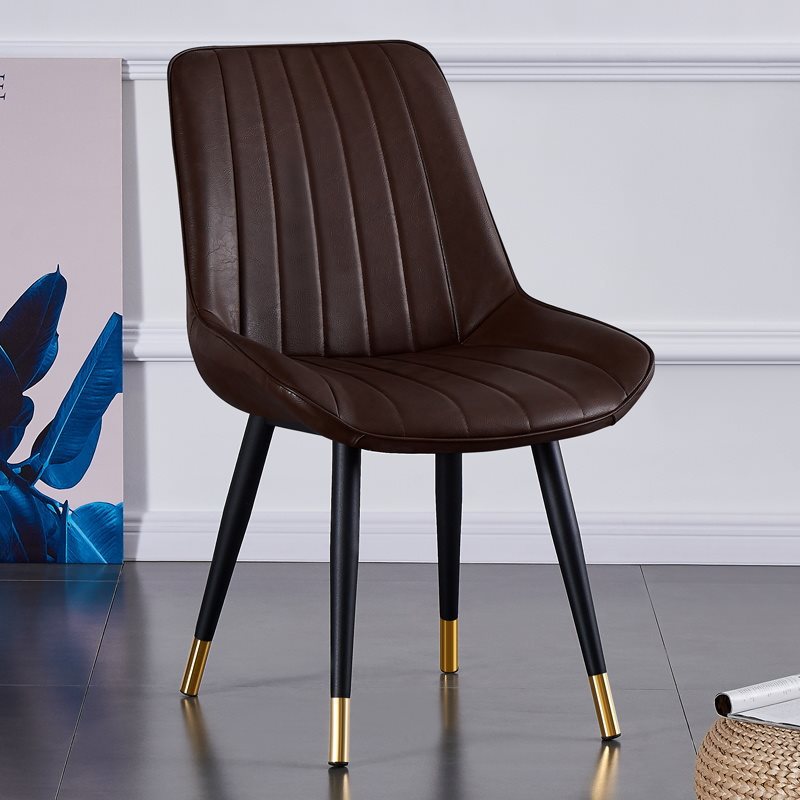Chaise de salle à manger moderne de luxe carrée incurvée en similicuir avec dossier sans accoudoirs pour salle à manger 