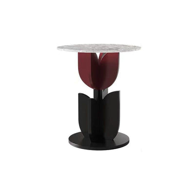 Table basse de salon contemporaine avec plateau en verre ondulé et design tulipe 