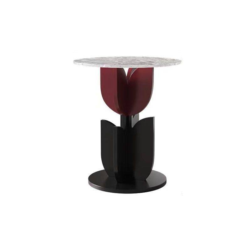 Table basse de salon contemporaine avec plateau en verre ondulé et design tulipe 