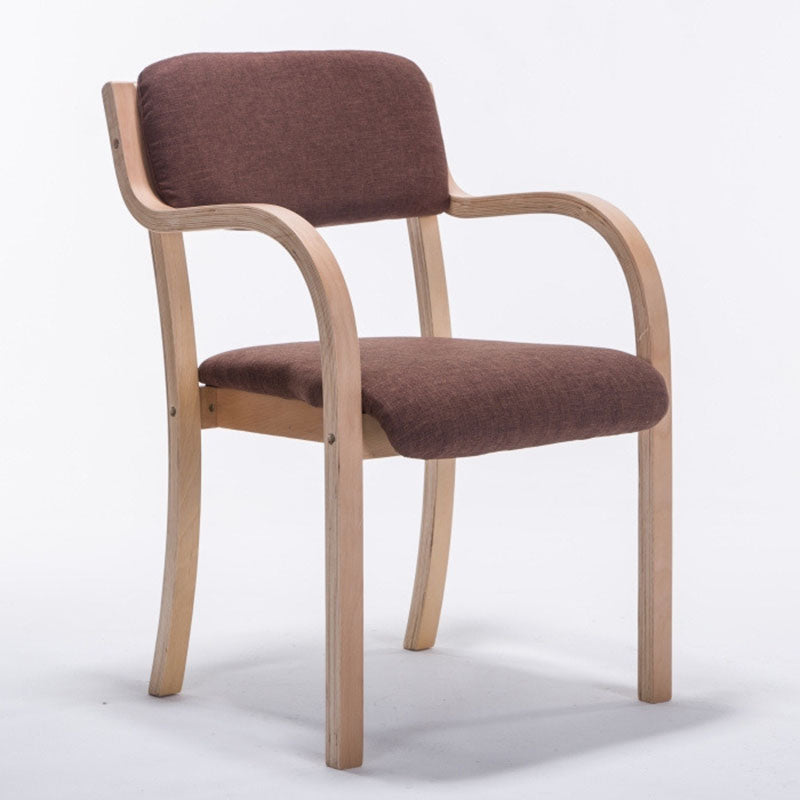 Chaise de salle à manger contemporaine en bois nordique, tissu coton lin, cuir, velours, éponge, dossier carré, accoudoir pour salle à manger 