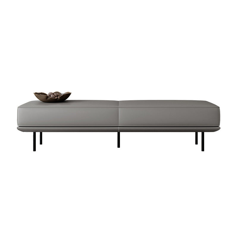 Modern Minimalist Rectangular Microfiber Leather Plywood Steel Sponge End Of The Bed Low Stool Backless For Bedroom